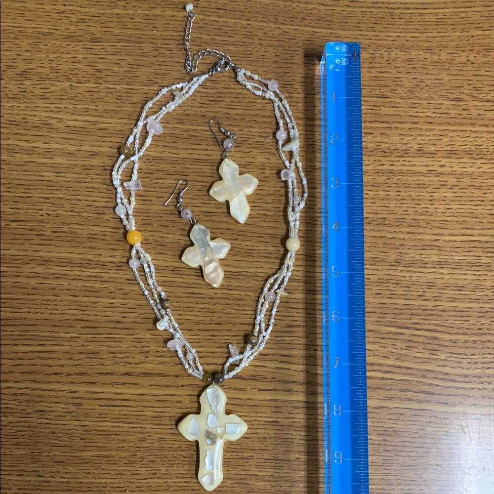 Cross necklace and earring set